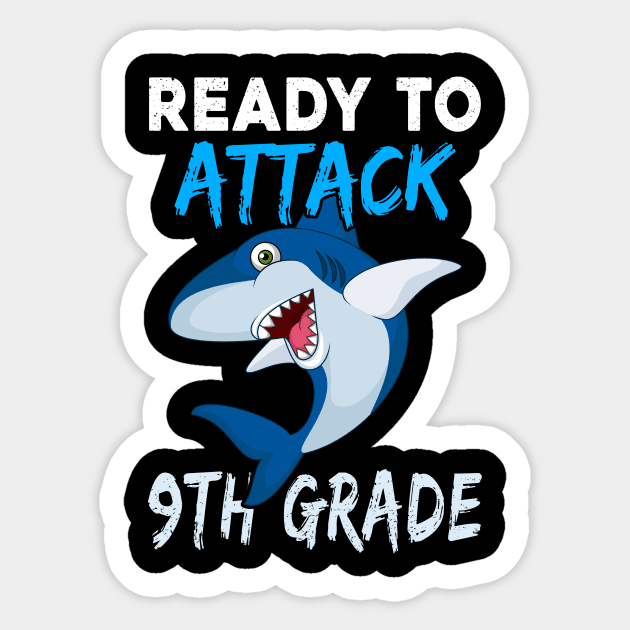 Shark Attack 9Th Grade Boys Back To School Sticker by kateeleone97023